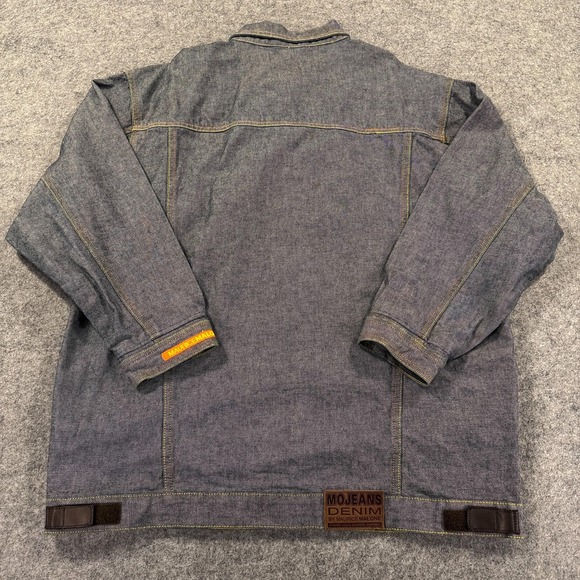 Y2k Vtg Mojeans Denim Jacket Mens 2XL Blue Military Streetwear Maurice Malone - Picture 10 of 12